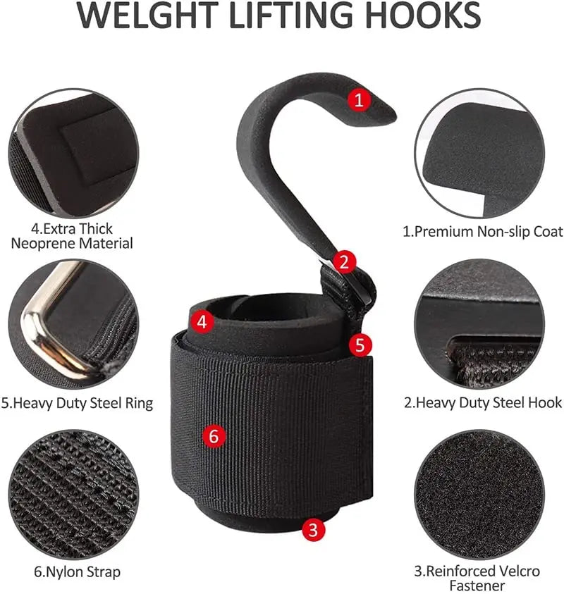 ProGrip™ Heavy-Duty Weight Lifting Hooks with Wrist Support